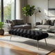 Lila Bench | Foam Seat | Button Tufted Black Velvet | Chrome Legs 47"