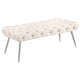 Lila Bench | Foam Seat | Button Tufted Ivory Velvet | Chrome Legs 47"