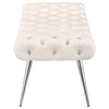 Lila Bench | Foam Seat | Button Tufted Ivory Velvet | Chrome Legs 47"