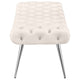 Lila Bench | Foam Seat | Button Tufted Ivory Velvet | Chrome Legs 47"