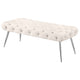 Lila Bench | Foam Seat | Button Tufted Ivory Velvet | Chrome Legs 47"