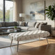 Lila Bench | Foam Seat | Button Tufted Ivory Velvet | Chrome Legs 47"