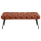 Lila Bench | Foam Seat | Button Tufted Rust Orange Fabric | Black Legs 47"