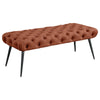 Lila Bench | Foam Seat | Button Tufted Rust Orange Fabric | Black Legs 47"