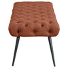 Lila Bench | Foam Seat | Button Tufted Rust Orange Fabric | Black Legs 47"