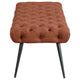 Lila Bench | Foam Seat | Button Tufted Rust Orange Fabric | Black Legs 47"