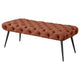 Lila Bench | Foam Seat | Button Tufted Rust Orange Fabric | Black Legs 47"
