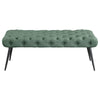 Lila Bench | Foam Seat | Button Tufted Teal Green Fabric | Black Legs 47"