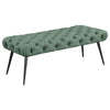 Lila Bench | Foam Seat | Button Tufted Teal Green Fabric | Black Legs 47"