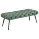 Lila Bench | Foam Seat | Button Tufted Teal Green Fabric | Black Legs 47"