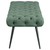 Lila Bench | Foam Seat | Button Tufted Teal Green Fabric | Black Legs 47"