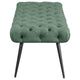 Lila Bench | Foam Seat | Button Tufted Teal Green Fabric | Black Legs 47"
