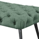 Lila Bench | Foam Seat | Button Tufted Teal Green Fabric | Black Legs 47"