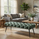 Lila Bench | Foam Seat | Button Tufted Teal Green Fabric | Black Legs 47"
