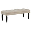 Rasa Accent Bench | Tufted Latte Brown Fabric | Black Turned Legs 52"