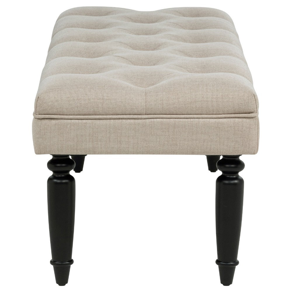 Rasa Accent Bench | Tufted Latte Brown Fabric | Black Turned Legs 52"