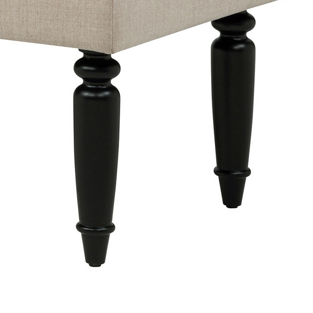 Rasa Accent Bench | Tufted Latte Brown Fabric | Black Turned Legs 52"