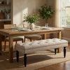 Rasa Accent Bench | Tufted Latte Brown Fabric | Black Turned Legs 52"