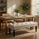 Rasa Accent Bench | Tufted Latte Brown Fabric | Black Turned Legs 52"