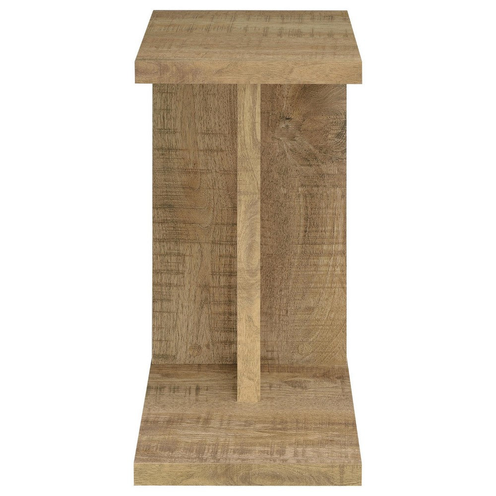 Owea Sofa Side Table | C Shaped | Rectangular | Mango Brown Wood 16"