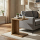 Owea Sofa Side Table | C Shaped | Rectangular | Mango Brown Wood 16"