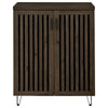 Bixi  Shoe Cabinet w Slatted Doors | Foyer Entryway Storage | Dark Oak Brown