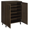 Bixi  Shoe Cabinet w Slatted Doors | Foyer Entryway Storage | Dark Oak Brown