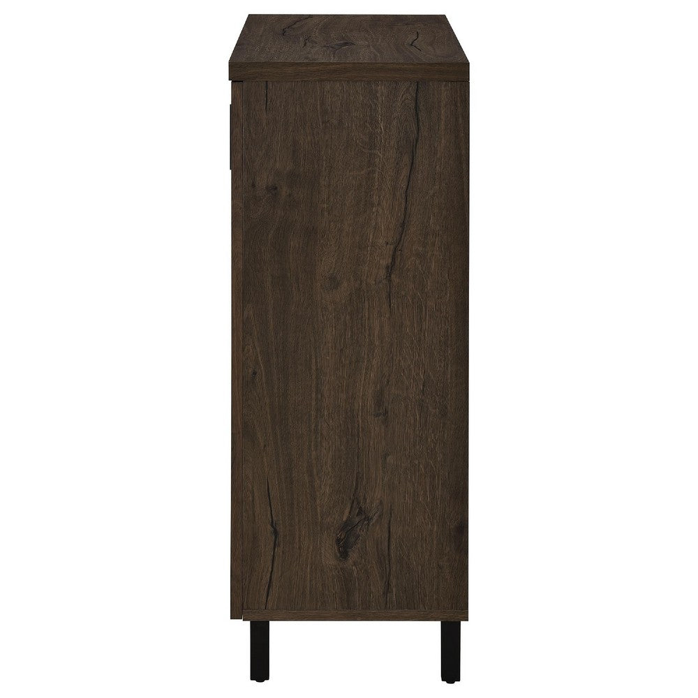Bixi  Shoe Cabinet w Slatted Doors | Foyer Entryway Storage | Dark Oak Brown