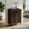 Bixi  Shoe Cabinet w Slatted Doors | Foyer Entryway Storage | Dark Oak Brown