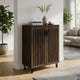 Bixi  Shoe Cabinet w Slatted Doors | Foyer Entryway Storage | Dark Oak Brown