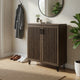 Bixi  Shoe Cabinet w Slatted Doors | Foyer Entryway Storage | Dark Oak Brown