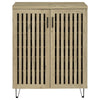 Bixi  Shoe Cabinet w Slatted Doors | Foyer Entryway Storage | White Oak Brown