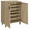 Bixi  Shoe Cabinet w Slatted Doors | Foyer Entryway Storage | White Oak Brown