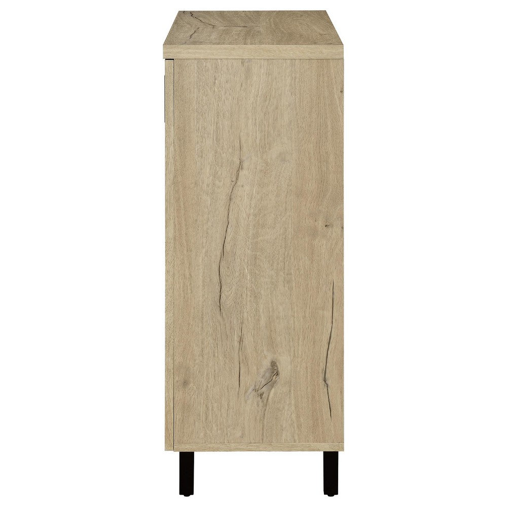 Bixi  Shoe Cabinet w Slatted Doors | Foyer Entryway Storage | White Oak Brown