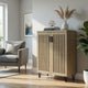 Bixi  Shoe Cabinet w Slatted Doors | Foyer Entryway Storage | White Oak Brown