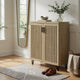 Bixi  Shoe Cabinet w Slatted Doors | Foyer Entryway Storage | White Oak Brown