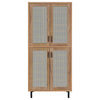 Lere Tall Shoe Cabinet | Metal Mesh Doors | 14 Shelves | Natural Oak Brown