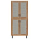 Lere Tall Shoe Cabinet | Metal Mesh Doors | 14 Shelves | Natural Oak Brown