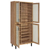 Lere Tall Shoe Cabinet | Metal Mesh Doors | 14 Shelves | Natural Oak Brown