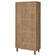 Lere Tall Shoe Cabinet | Metal Mesh Doors | 14 Shelves | Natural Oak Brown