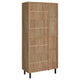 Lere Tall Shoe Cabinet | Metal Mesh Doors | 14 Shelves | Natural Oak Brown