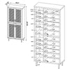 Lere Tall Shoe Cabinet | Metal Mesh Doors | 14 Shelves | Natural Oak Brown