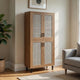 Lere Tall Shoe Cabinet | Metal Mesh Doors | 14 Shelves | Natural Oak Brown