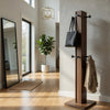 Rinki Coat Rack | 8 Metal Hooks w Wood Caps | Walnut Brown Plinth 72"