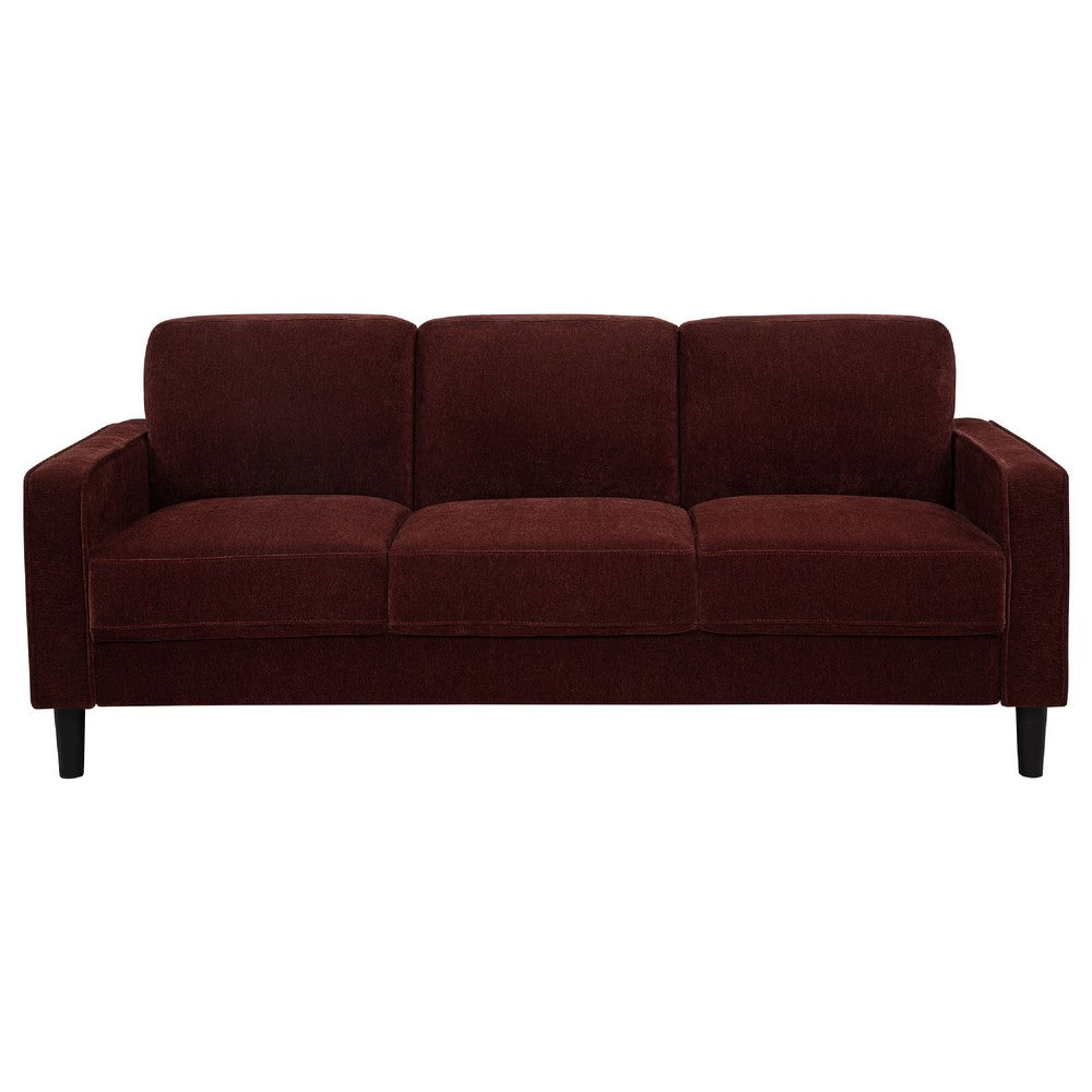 Rumi 3 Seater Sofa | Track Arms | Foam Fill Rust Red Upholstery 77"
