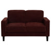 Rumi Loveseat | Track Arms w Piping | Foam Fill Rust Red Upholstery 54"