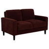 Rumi Loveseat | Track Arms w Piping | Foam Fill Rust Red Upholstery 54"