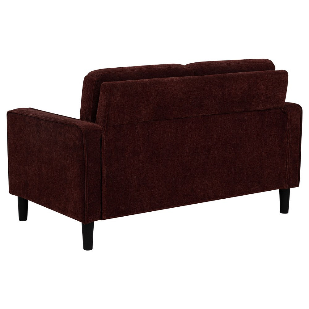 Rumi Loveseat | Track Arms w Piping | Foam Fill Rust Red Upholstery 54"