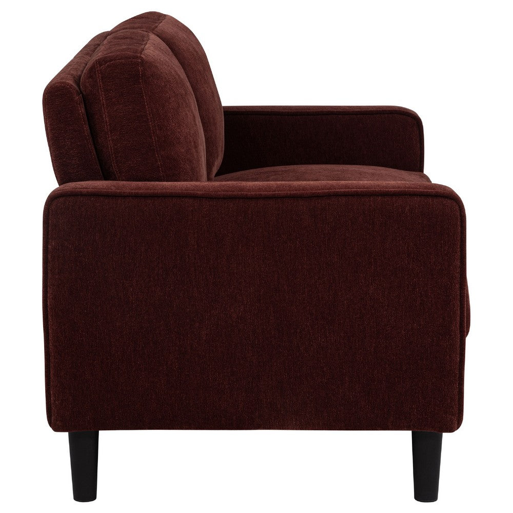 Rumi Loveseat | Track Arms w Piping | Foam Fill Rust Red Upholstery 54"