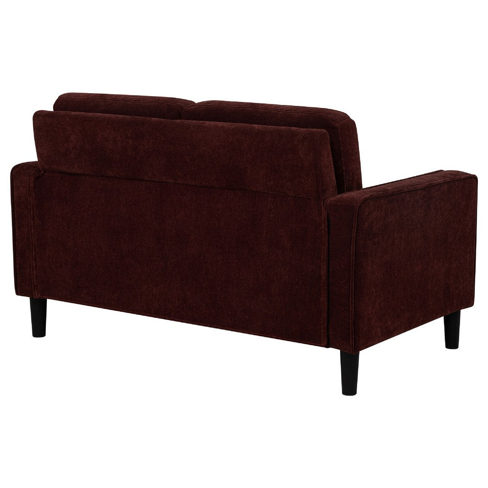 Rumi Loveseat | Track Arms w Piping | Foam Fill Rust Red Upholstery 54"
